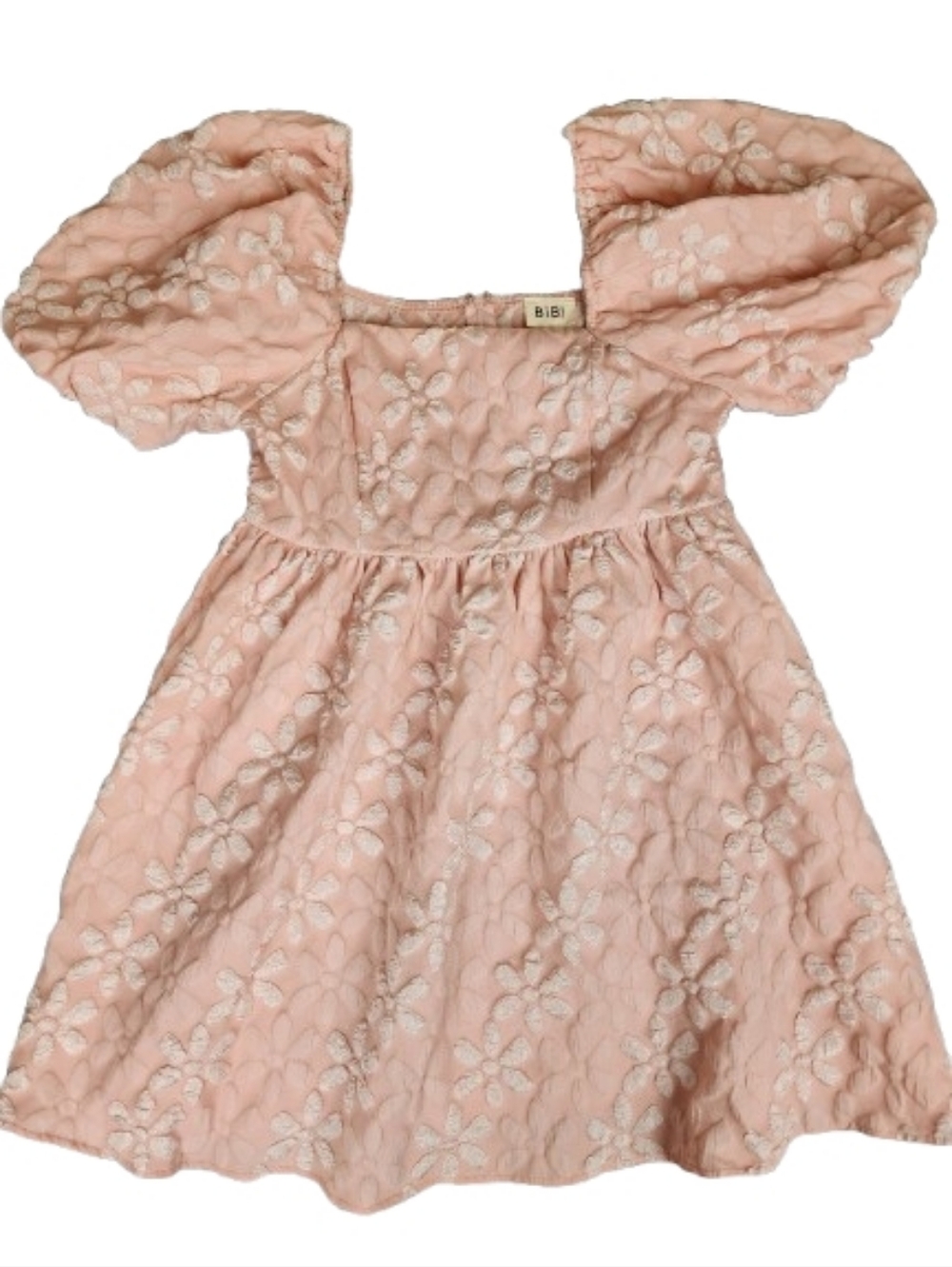 BiBi Blush Pink Puff-Sleeve Floral Baby doll Mini Dress Cottagecore Feminine